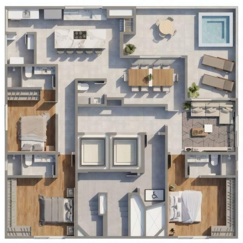 Cobertura à venda no Centro: Planta da tipologia de 145 m² do Piazza Ferrara