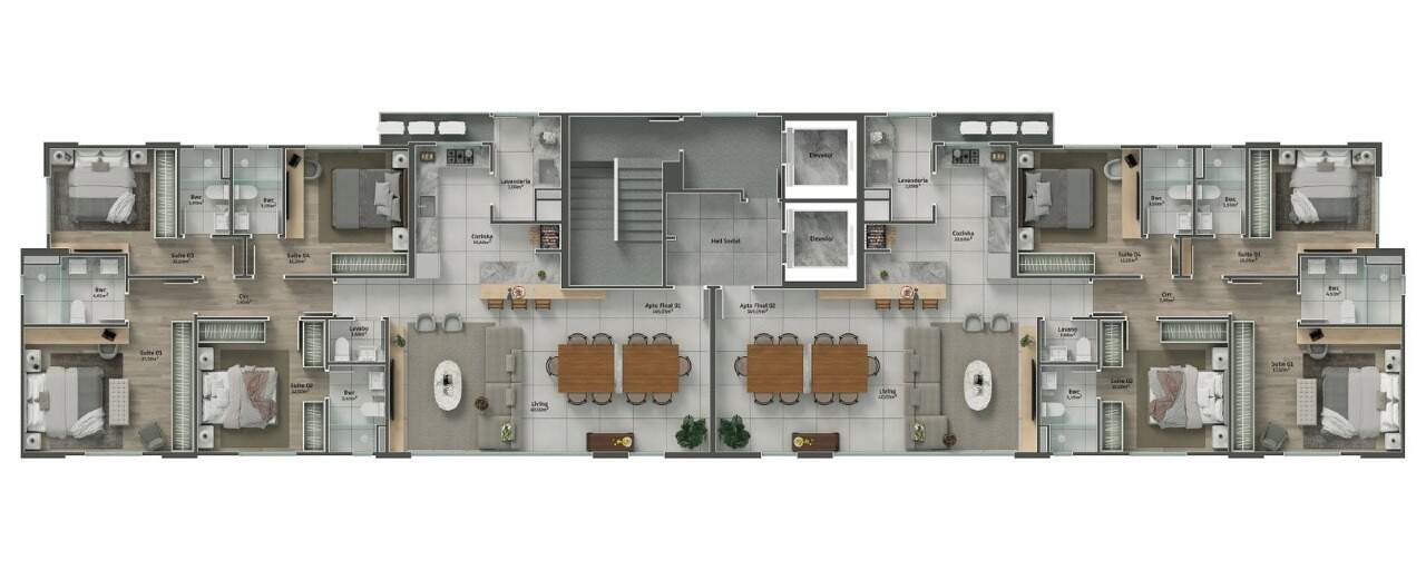 Apartamento à venda no Centro: Planta tipo do Ida Rozza divulgada pela construtora