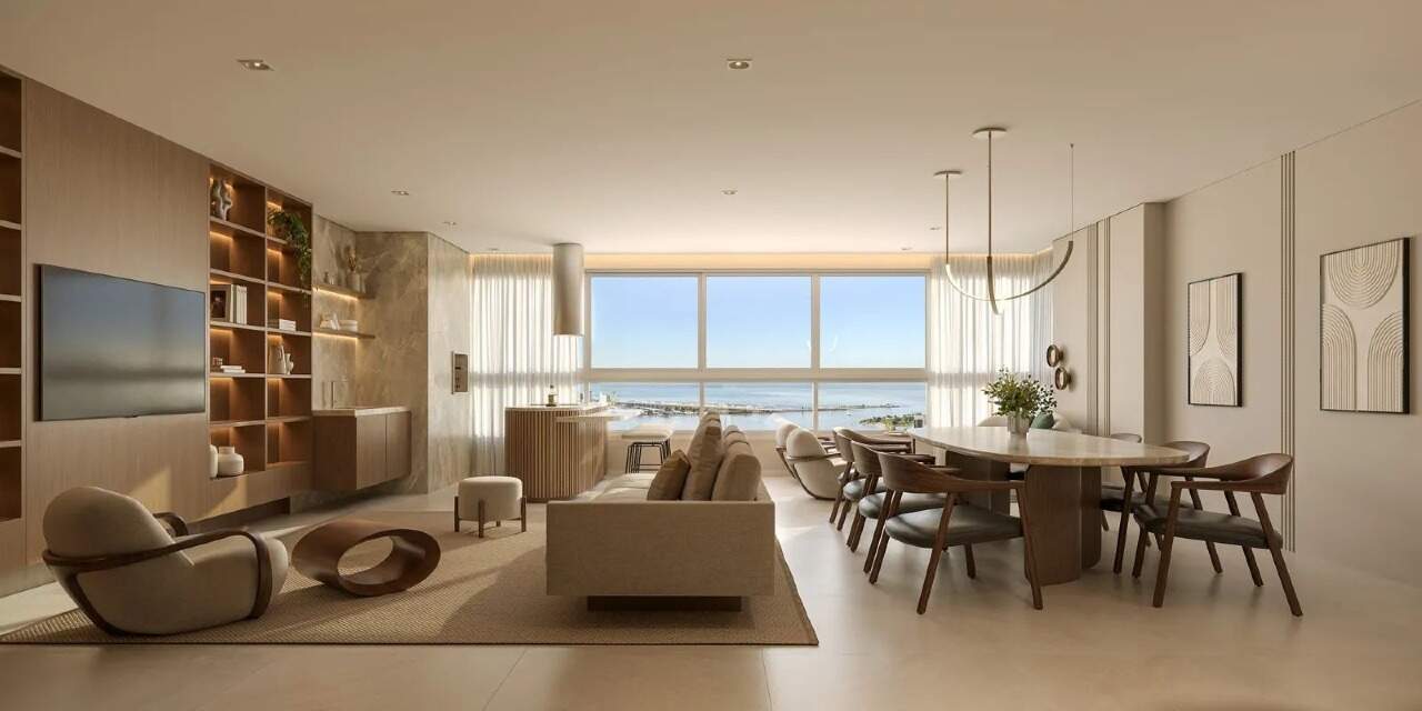 Apartamento à venda no Fazenda: Living do apartamento de 180 m² da Torre Figueira