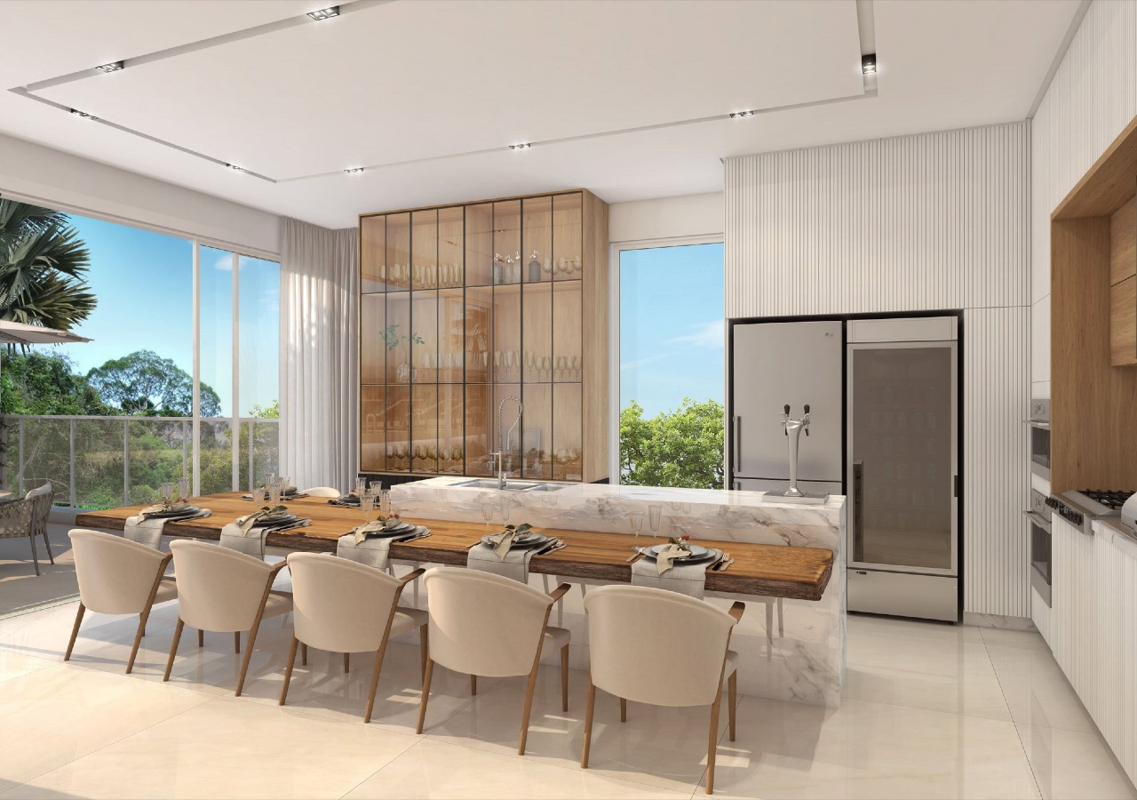 Apartamento à venda no Pioneiros: Espaço gourmet do pavimento de lazer do Blue Coast Tower (imagem ilustrativa)