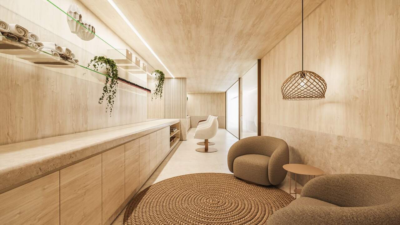 Apartamento diferenciado à venda no Praia Brava: Espaço beauty com estar e bancada (imagem ilustrativa)