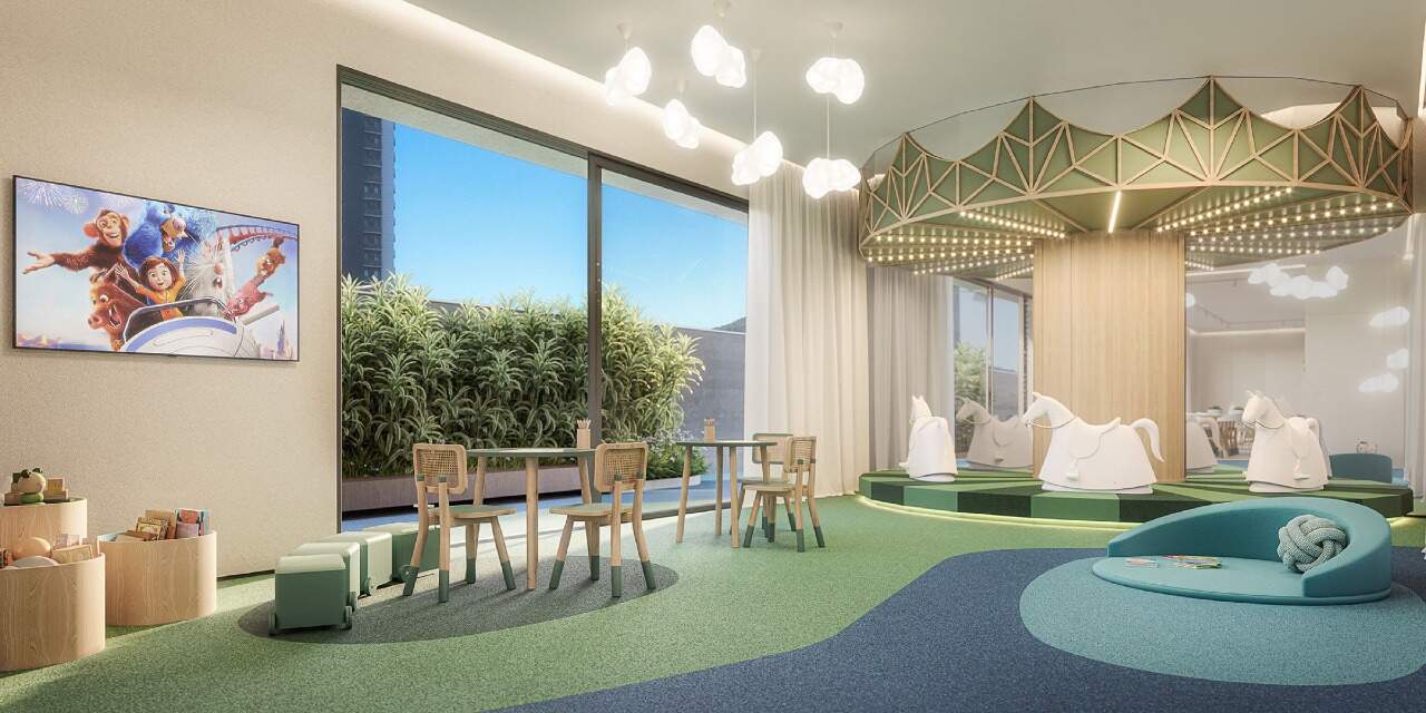 Apartamento à venda no Centro: Brinquedoteca integrada à sala de festas infantil e ao play (imagem ilustrativa)