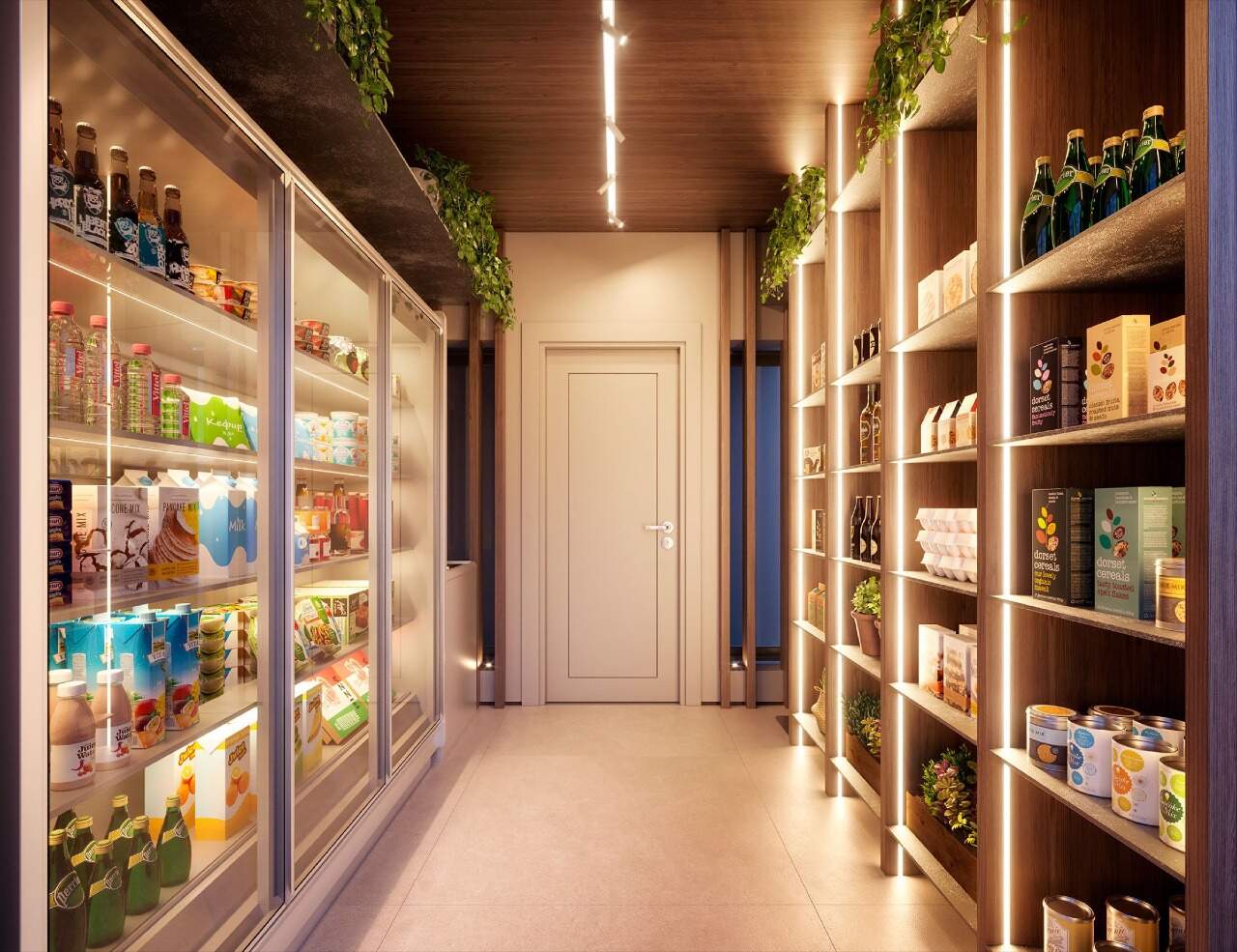 Apartamento à venda no Centro: Mini Market com geladeiras e prateleiras (imagem ilustrativa)