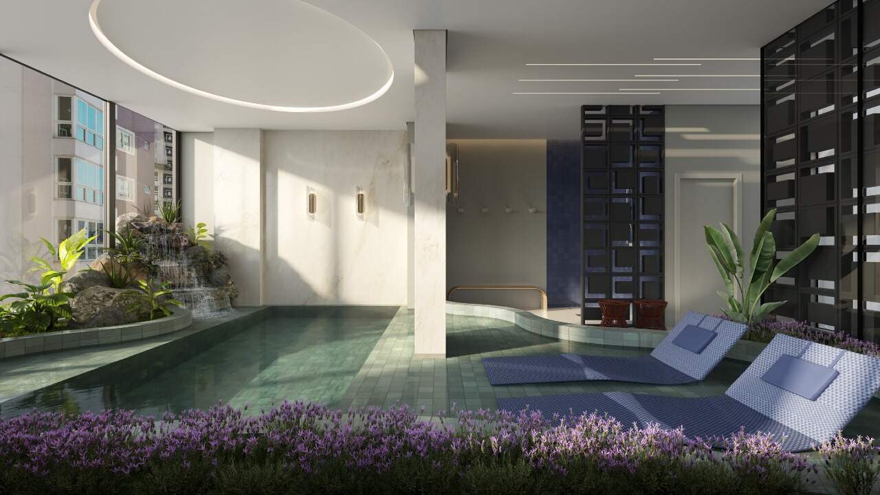 Apartamento diferenciado à venda no Centro: Piscina adulto aquecida e coberta do NF Reference (imagem ilustrativa)