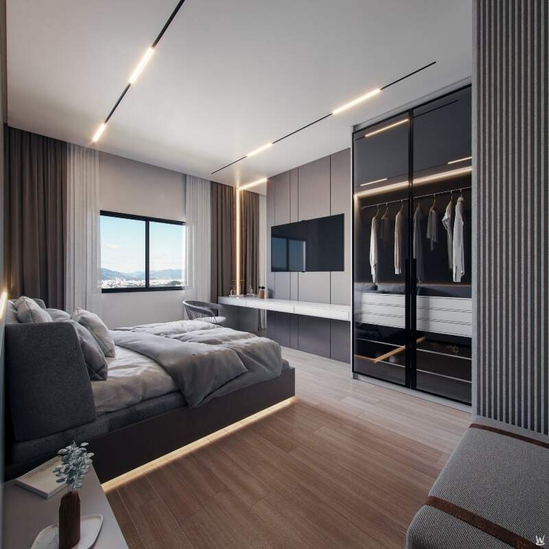 Apartamento diferenciado à venda no Centro: Suíte com armários em apartamento do NF Reference (imagem ilustrativa)