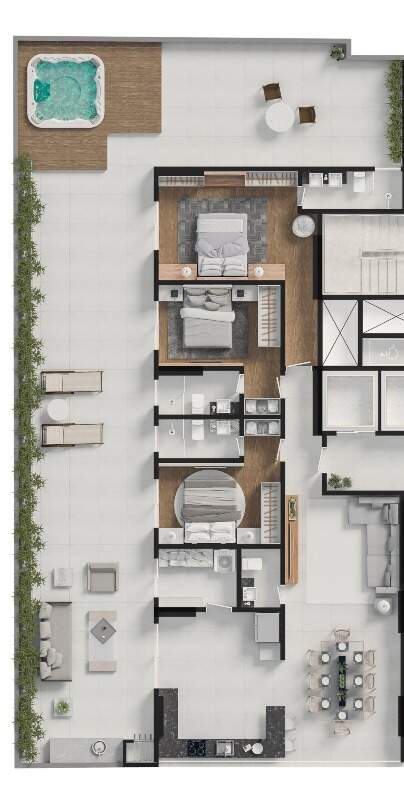 Apartamento diferenciado à venda no Centro: Planta do diferenciado final 1 do NF Reference: 248,35 m², 3 suítes e terraço (humanizada)