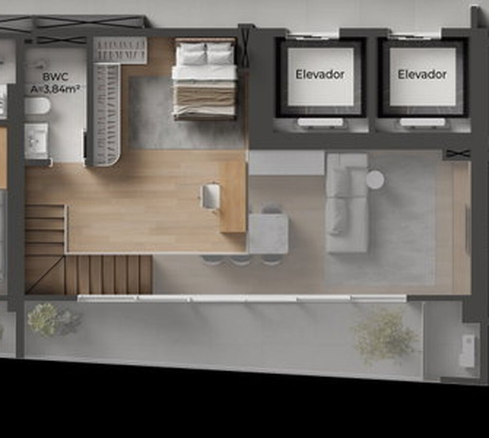 Apartamento à venda no Praia Brava: Nível do mezanino sugerido no loft final 06A (imagem ilustrativa)