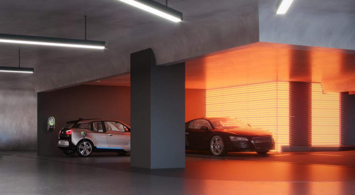 Apartamento à venda no Barra Sul: Garagem com carregador para carro elétrico (imagem ilustrativa)