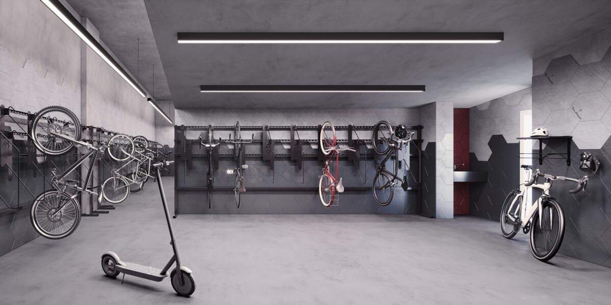 Apartamento à venda no Barra Sul: Bicicletário com suportes de parede (imagem ilustrativa)