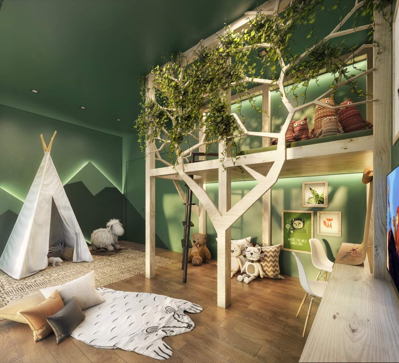 Apartamento à venda no Pioneiros: Brinquedoteca com casa na árvore e cabana (imagem ilustrativa)