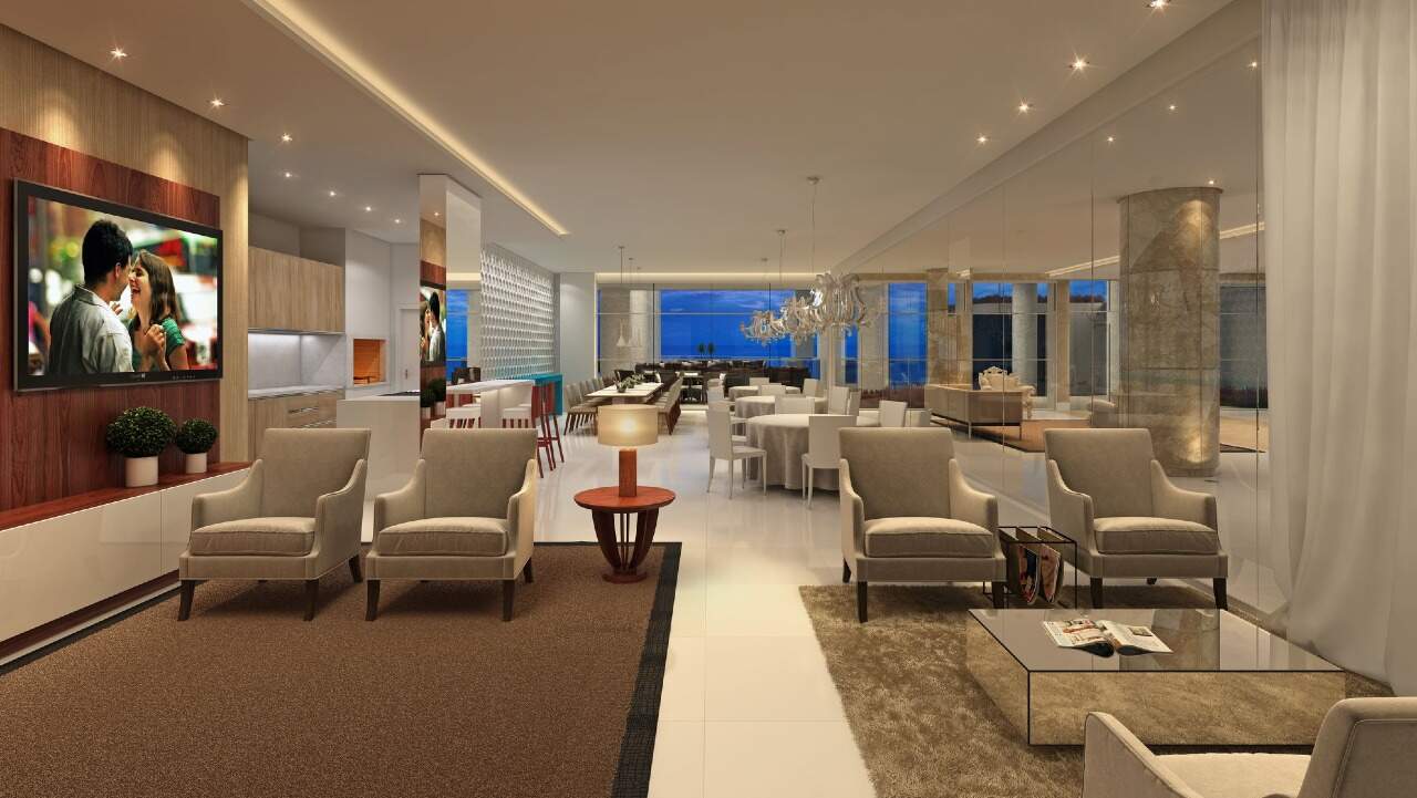 Apartamento à venda no Barra Sul: Lounge com poltronas e home theater (imagem ilustrativa)