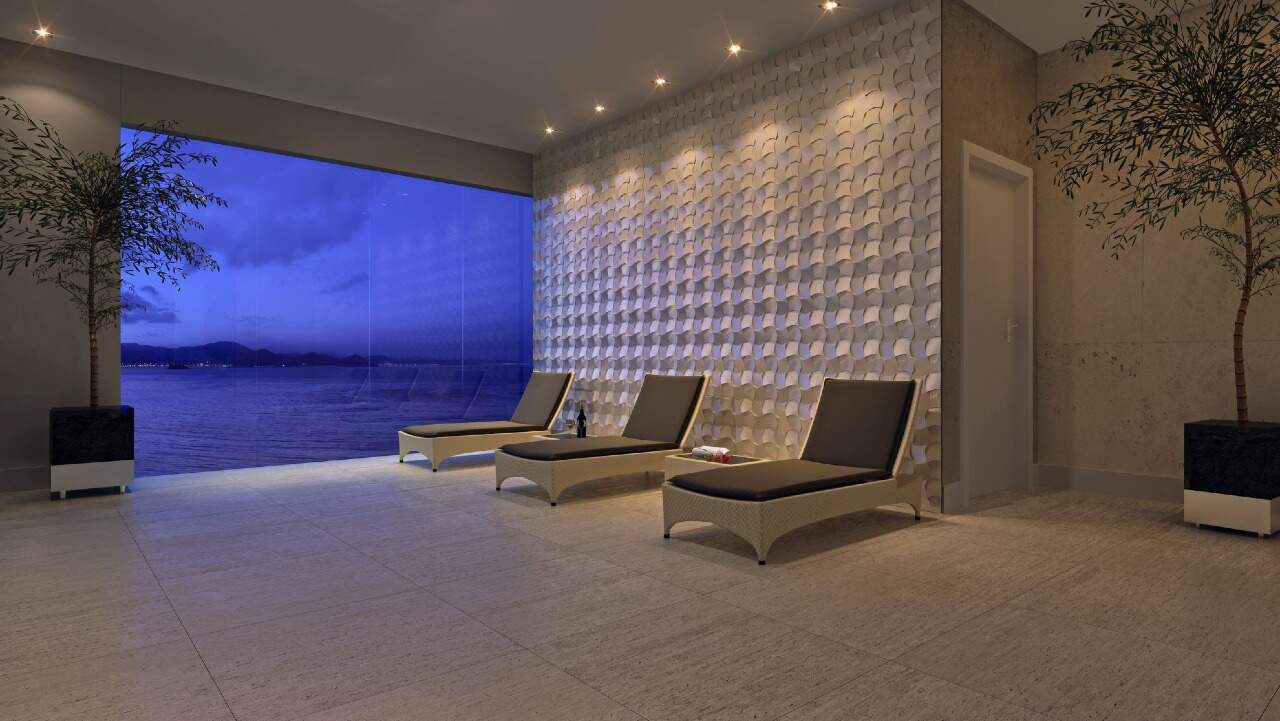 Apartamento à venda no Barra Sul: Espaço de relaxamento com espreguiçadeiras (imagem ilustrativa)