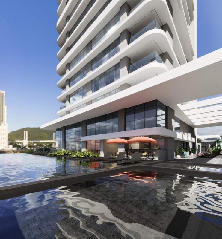 Apartamento à venda no Barra Sul: Piscina com espelho d’água aos pés da torre (imagem ilustrativa)