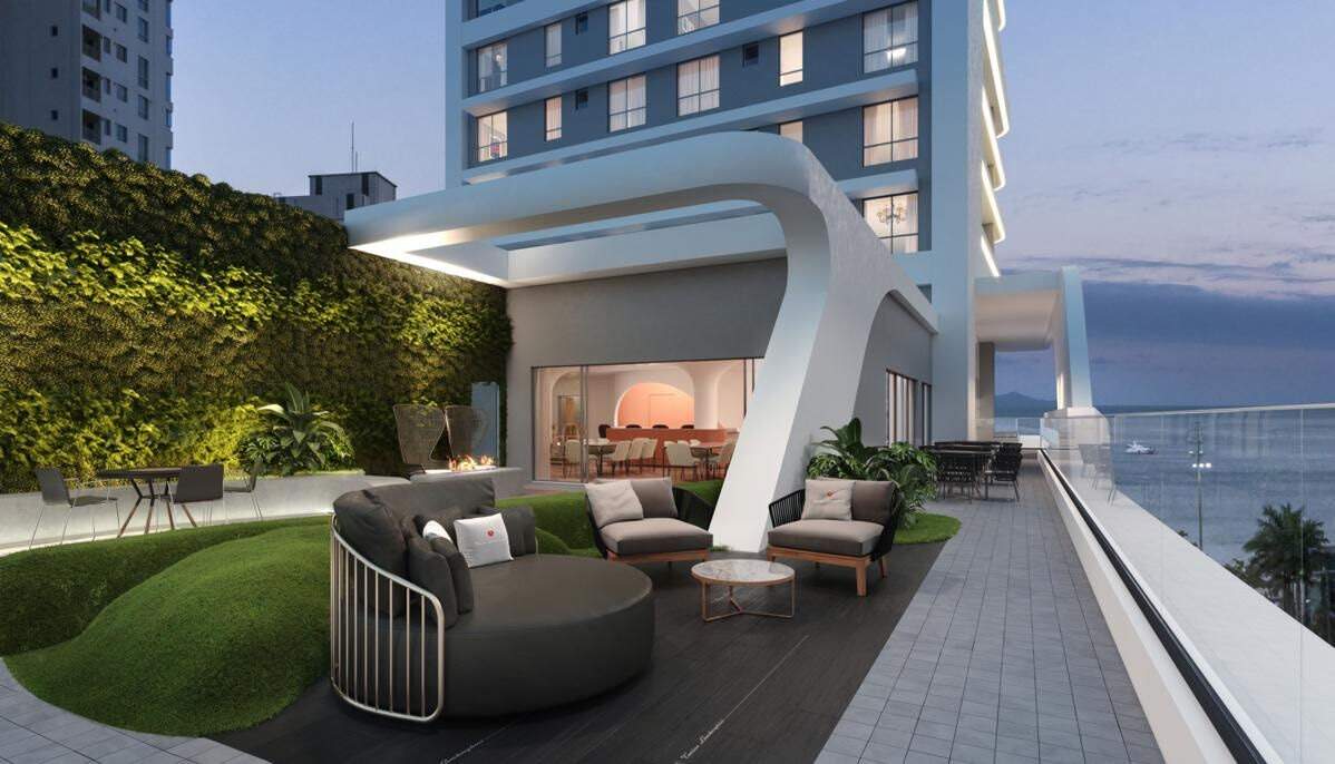 Apartamento à venda no Barra Sul: Terraço com lounge ao ar livre e jardim vertical (imagem ilustrativa)
