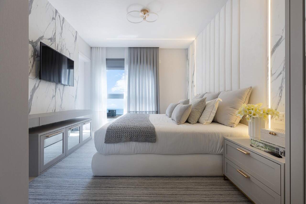 Apartamento à venda no Centro: Suíte do apartamento decorado do New York (imagem ilustrativa)