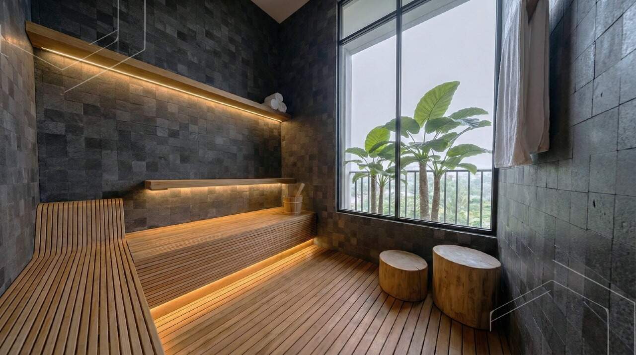 Apartamento à venda no Fazenda: Sauna do rooftop (imagem ilustrativa)
