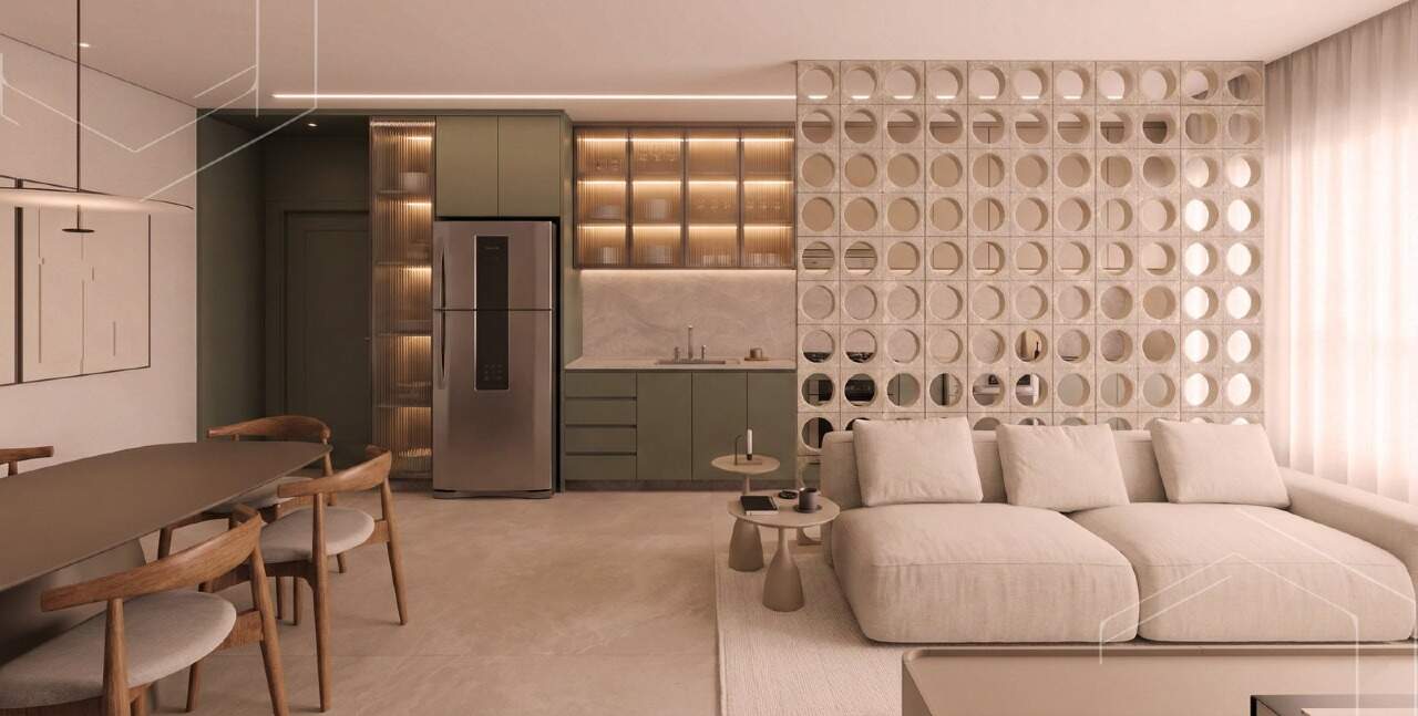 Apartamento à venda no Fazenda: Estar e jantar do apartamento de 2 suítes, final 01 (imagem ilustrativa)