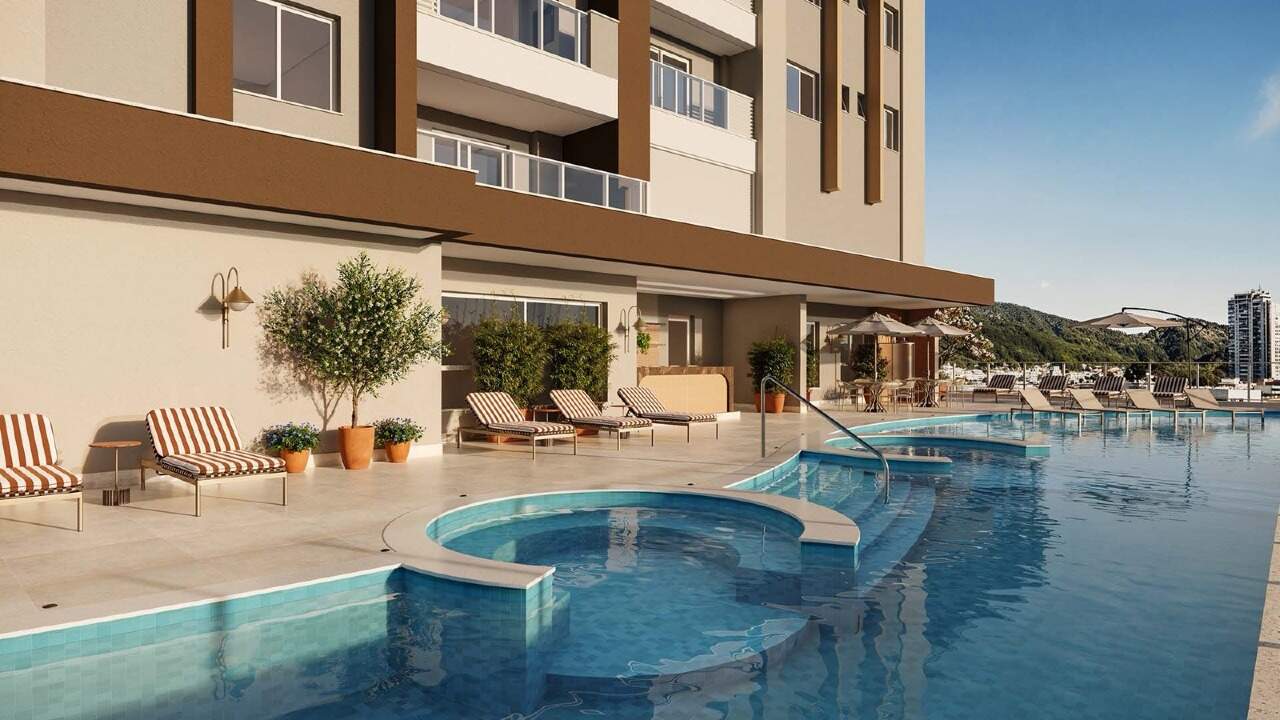 Apartamento à venda no Fazenda: Piscina adulto, piscina infantil e spas no lazer do 6º pavimento (imagem ilustrativa)