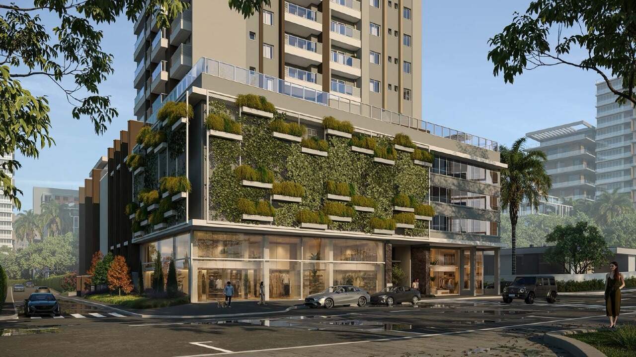 Apartamento à venda no Fazenda: Fachada do MoMA Residence com jardim vertical na esquina (imagem ilustrativa)