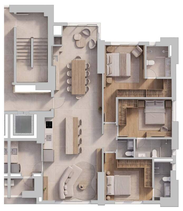 Apartamento à venda no Centro: Planta do apartamento final 2: 160,21 m², 3 suítes e sacada com churrasqueira
