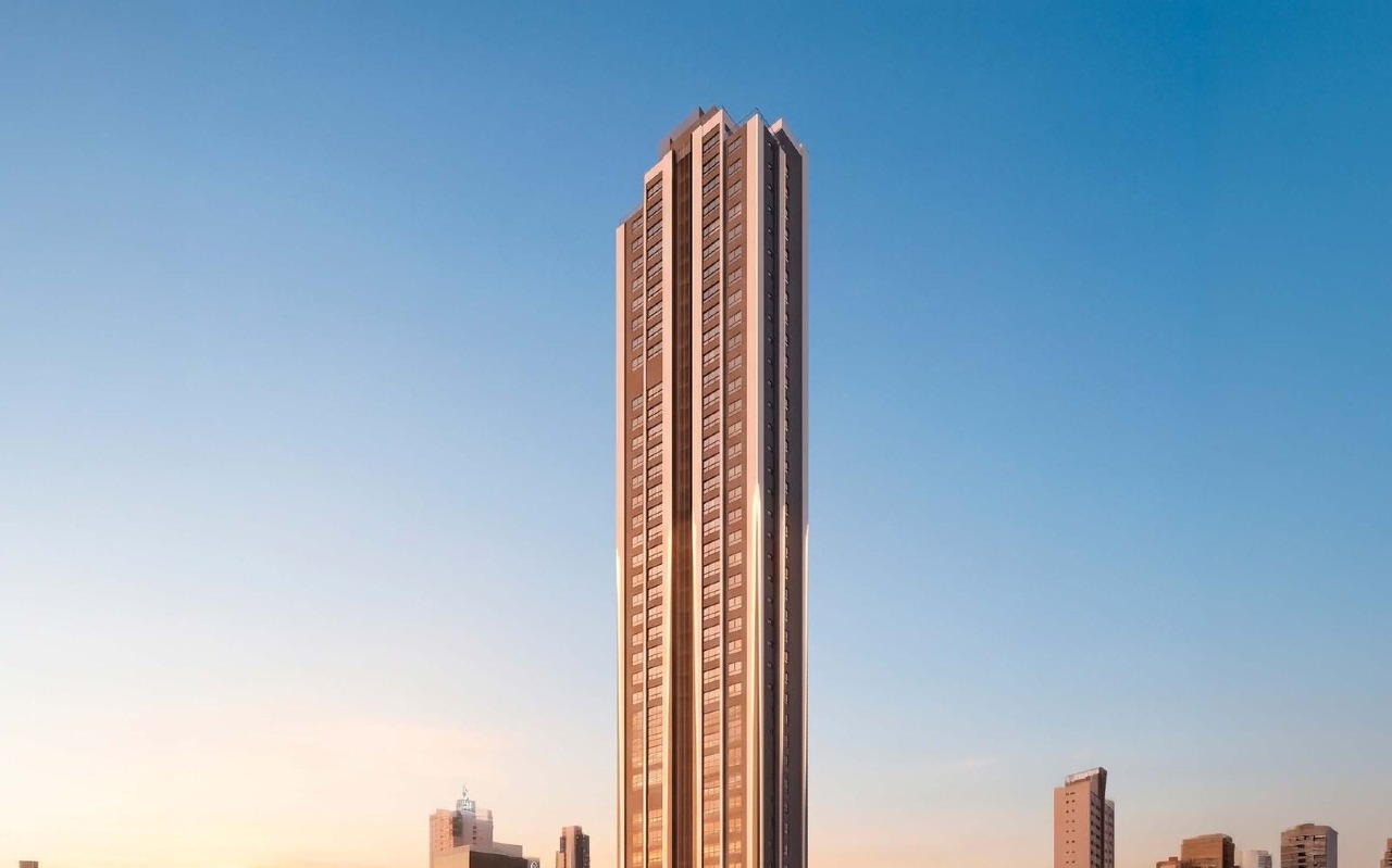 Cobertura à venda no Centro: Torre do Luminare Residencial, da Selàh, ao entardecer (imagem ilustrativa)