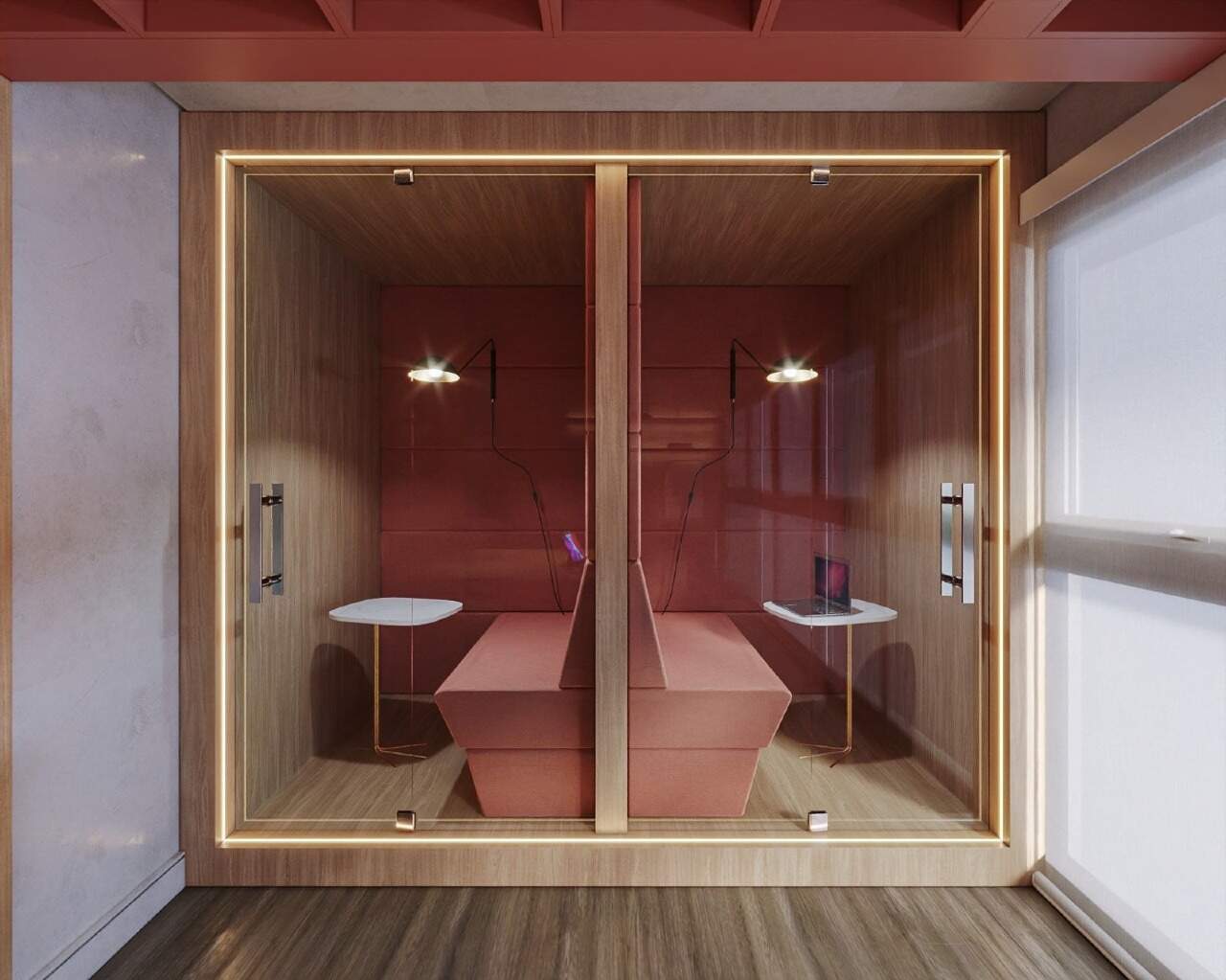 Apartamento à venda no Centro: Cabine de reunião do coworking (imagem ilustrativa)