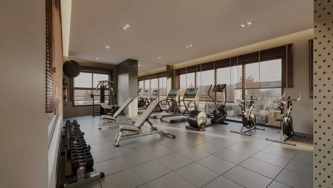 Apartamento diferenciado à venda no Centro: Academia com aparelhos de musculação (imagem ilustrativa)