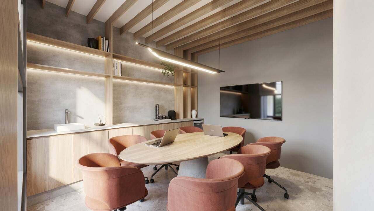 Apartamento diferenciado à venda no Centro: Sala de reuniões com televisão (imagem ilustrativa)