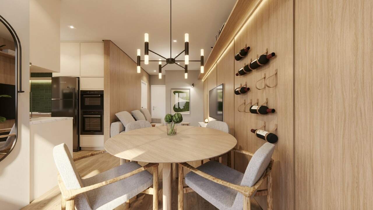 Apartamento diferenciado à venda no Centro: Jantar com mesa redonda em apartamento decorado (imagem ilustrativa de outra planta)