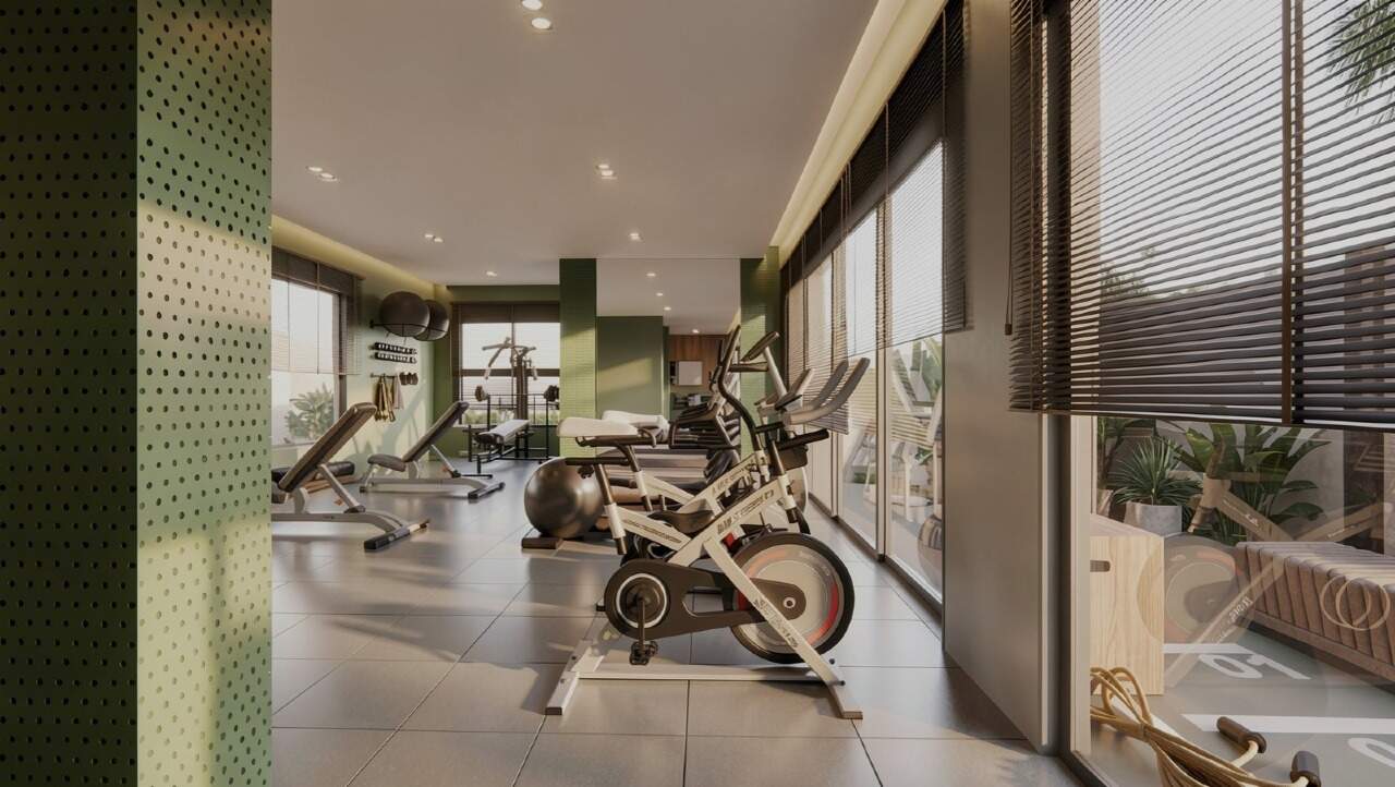 Apartamento à venda no Centro: Academia com bicicletas e aparelhos (imagem ilustrativa)