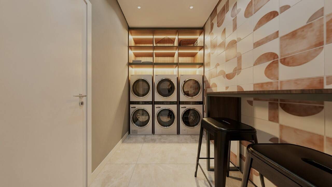 Apartamento à venda no Centro: Lavanderia compartilhada do térreo (imagem ilustrativa)
