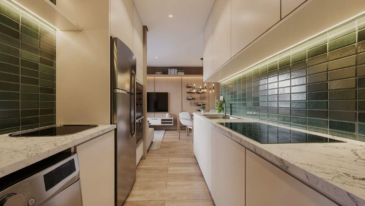 Apartamento diferenciado à venda no Centro: Cozinha de apartamento decorado do Bothanic (imagem ilustrativa de outra planta)