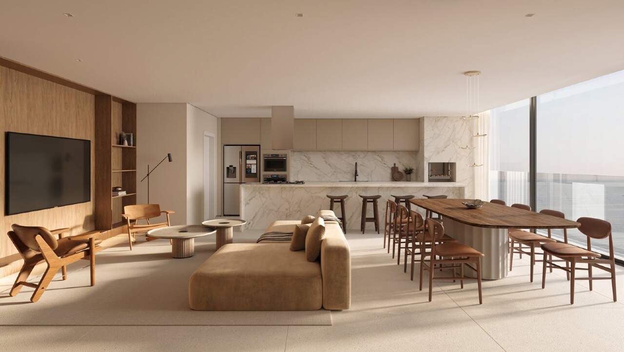 Apartamento à venda no Praia Brava: Estar e jantar integrados do Tipo 3 (imagem ilustrativa)
