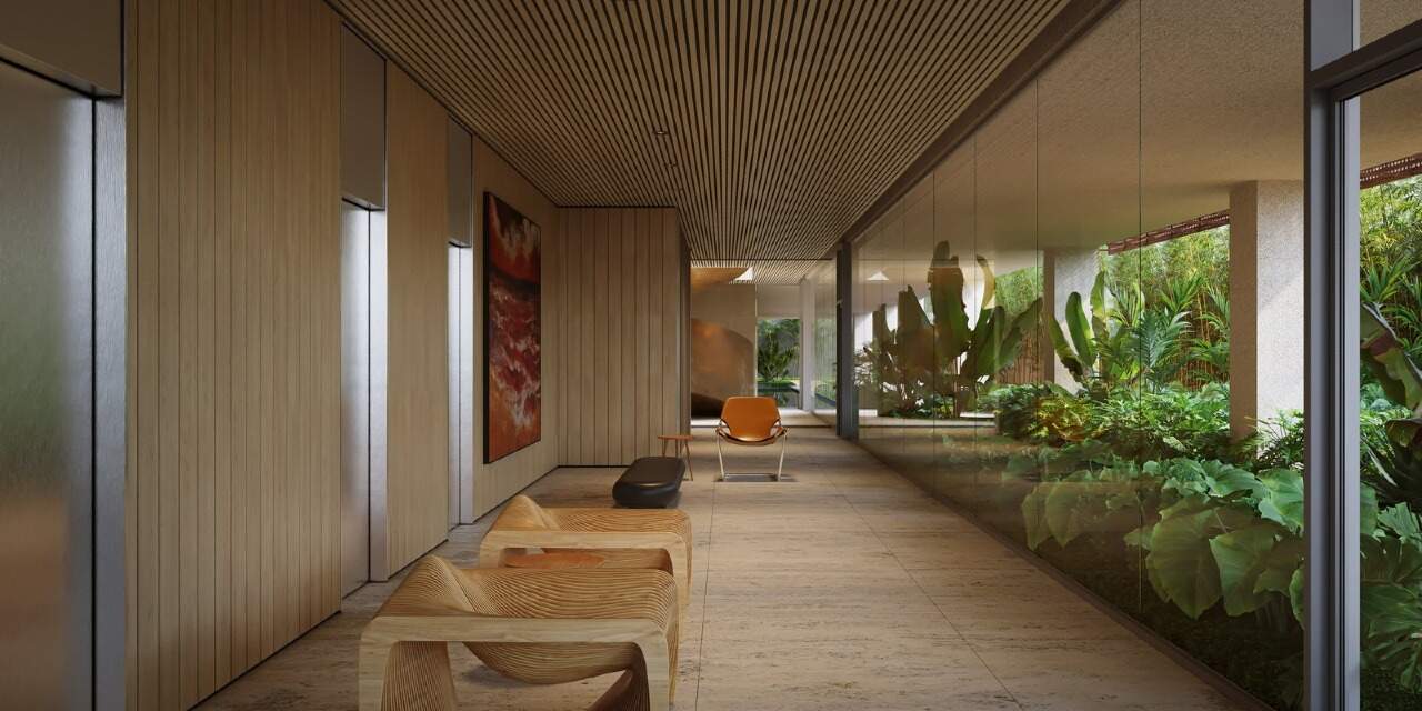 Apartamento à venda no Praia Brava: Hall de entrada com mobiliário assinado (imagem ilustrativa)