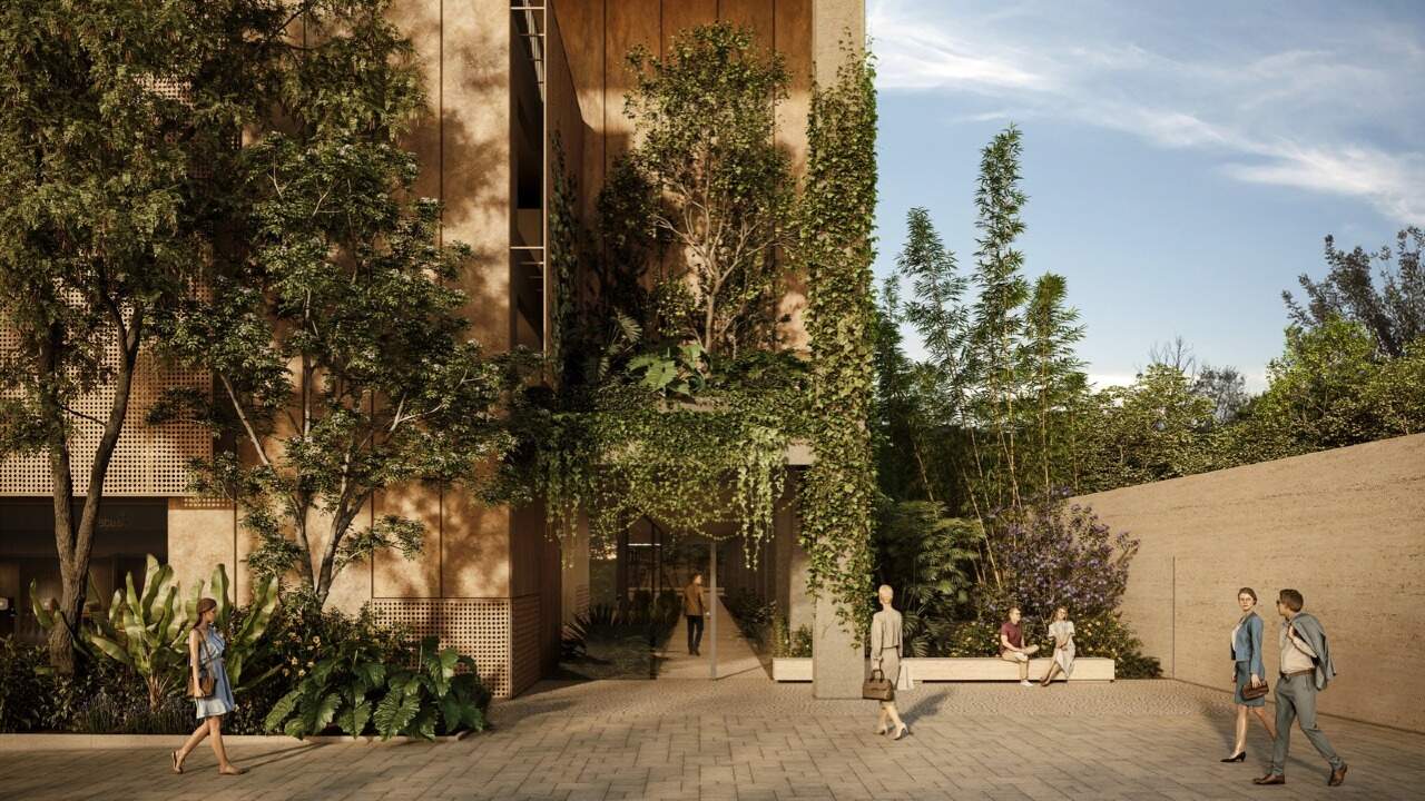 Apartamento à venda no Praia Brava: Acesso de pedestres com jardins (imagem ilustrativa)