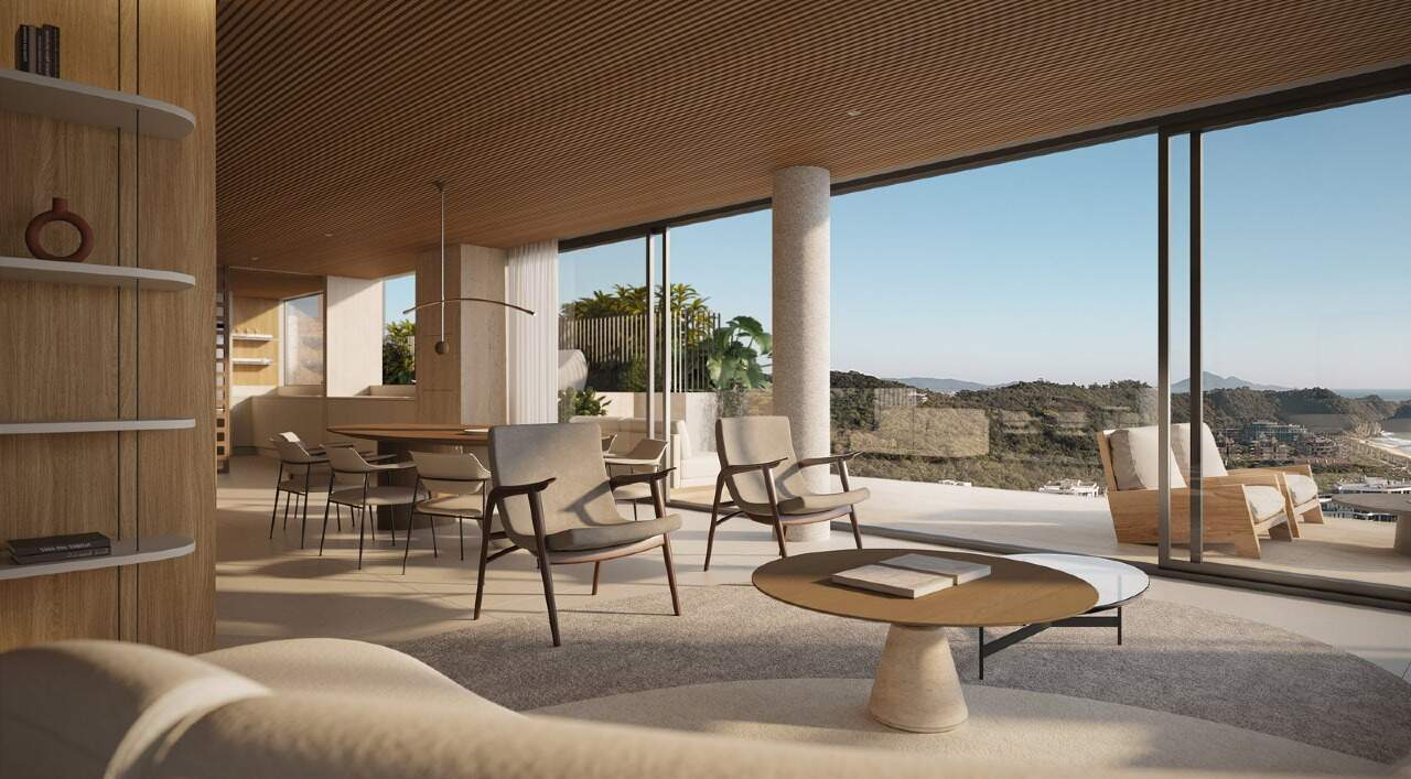 Cobertura à venda no Praia Brava: Sala de três ambientes da cobertura (imagem ilustrativa)