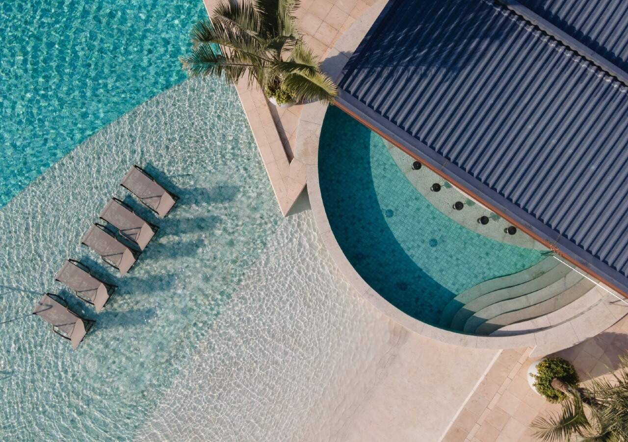 Apartamento à venda no Praia Brava: Vista aérea da piscina do Reserva Figueira