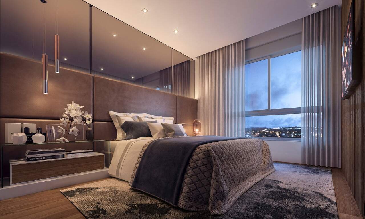 Apartamento à venda no Fazenda: Suíte master com painel na cabeceira (imagem ilustrativa)
