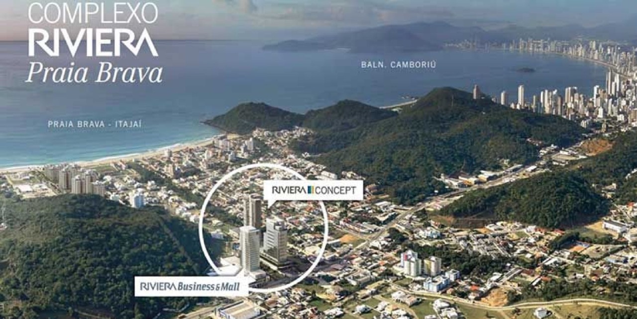 Apartamento à venda no Praia Brava: Localização do Complexo Riviera entre a Praia Brava e Balneário Camboriú (imagem ilustrativa)