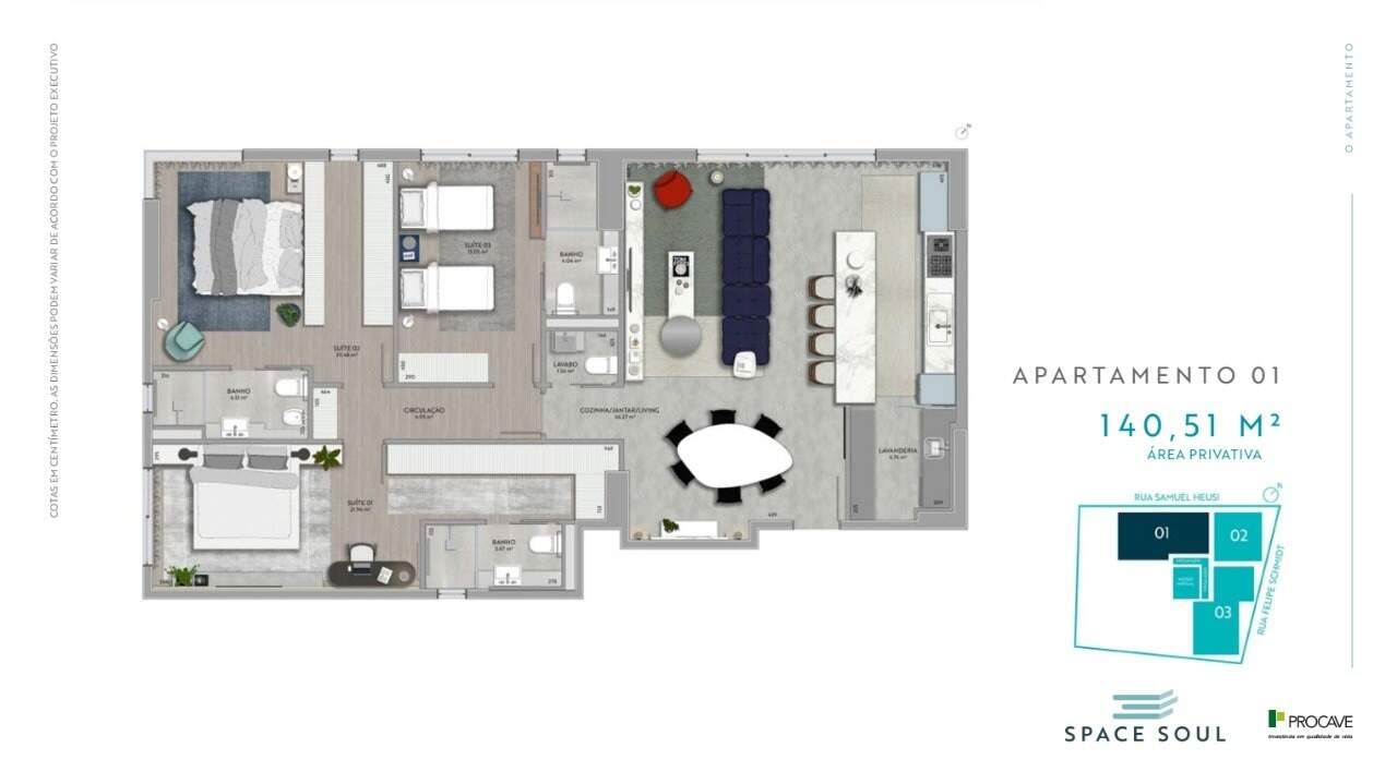 Apartamento à venda no Centro: Planta ilustrada do apartamento final 1