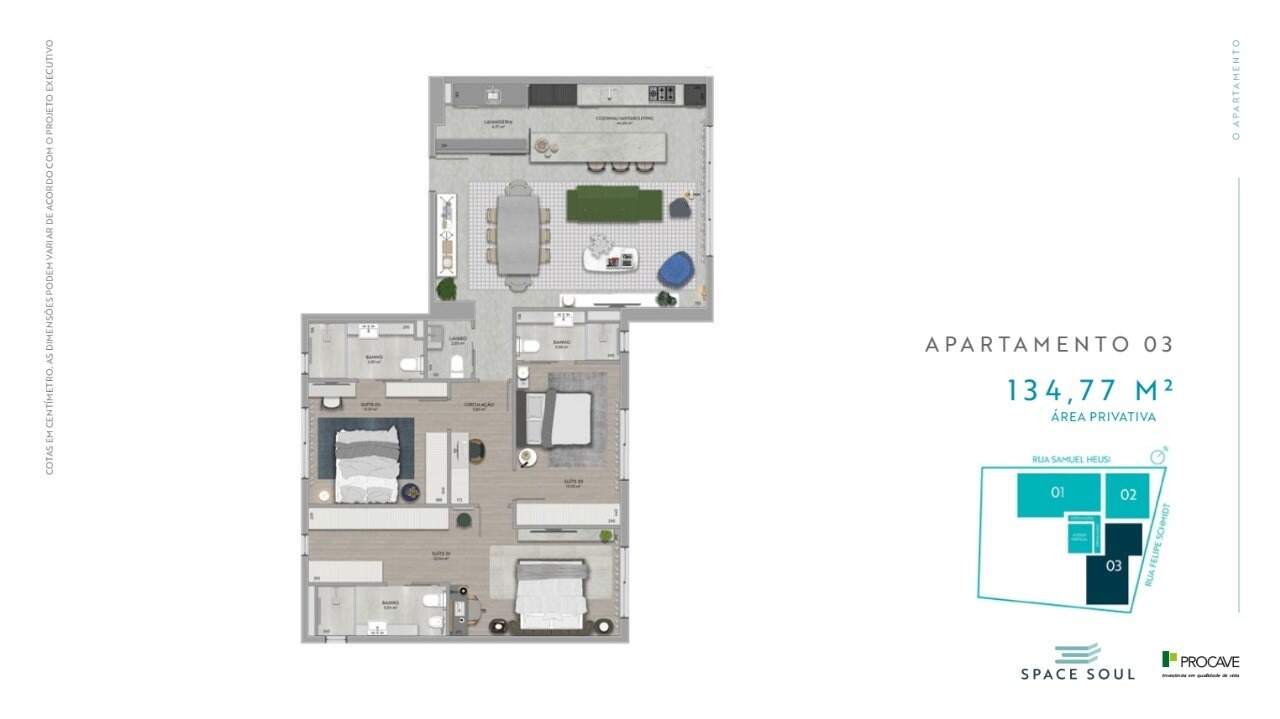 Apartamento à venda no Centro: Planta ilustrada do apartamento final 3