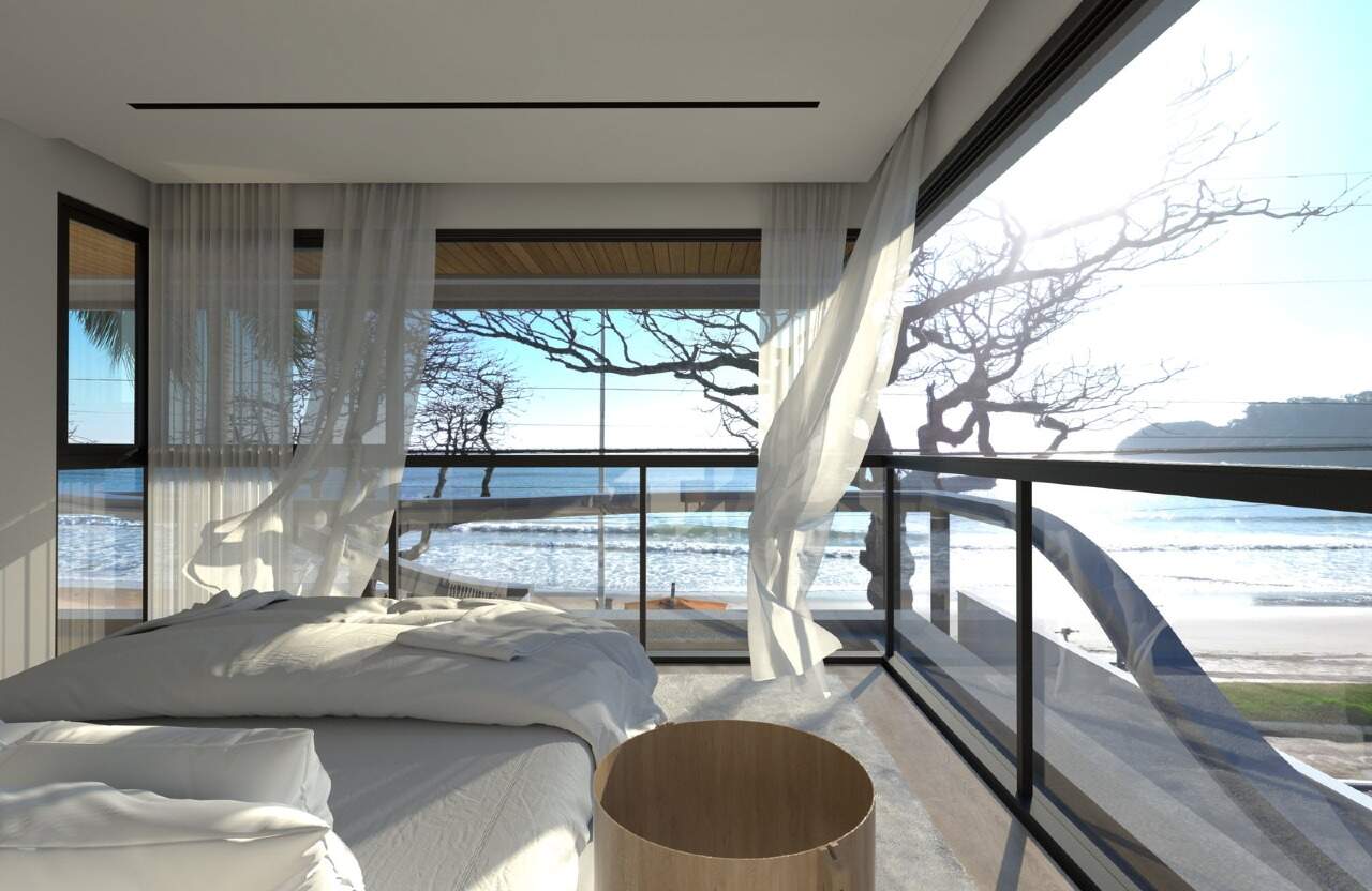 Apartamento à venda no Cabeçudas: Perspectiva de suíte com vista para o mar (imagem ilustrativa)