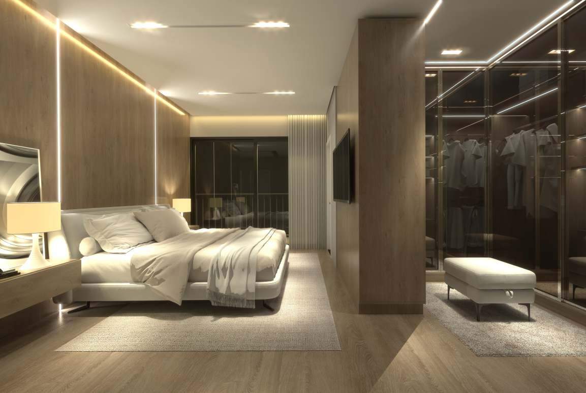 Apartamento diferenciado à venda no Cabeçudas: Suíte principal da planta tipo 01 (imagem ilustrativa)