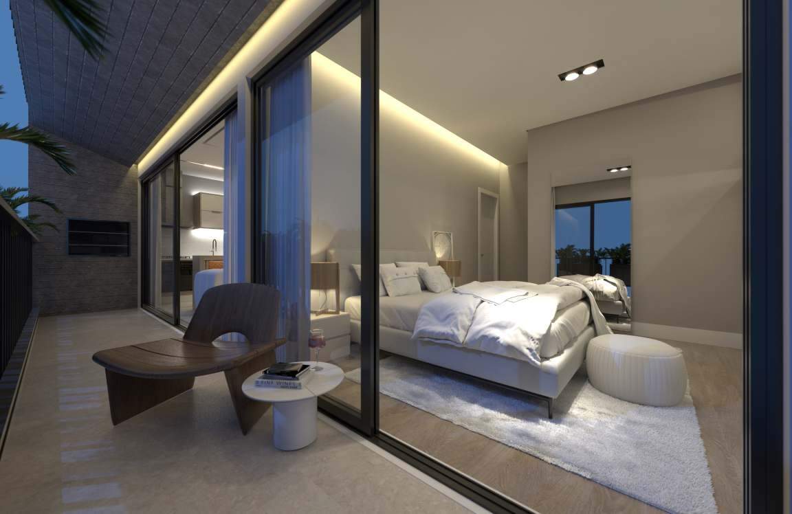 Apartamento diferenciado à venda no Cabeçudas: Suíte da planta tipo 02 (imagem ilustrativa)