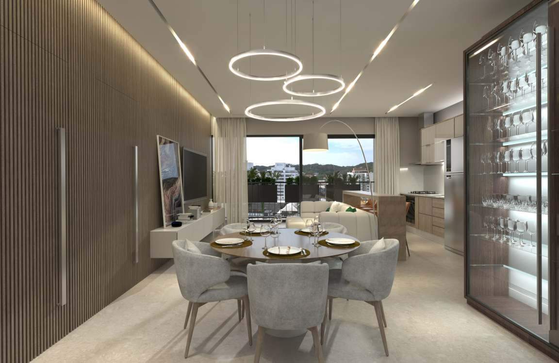 Apartamento diferenciado à venda no Cabeçudas: Living da planta tipo 02 (imagem ilustrativa)