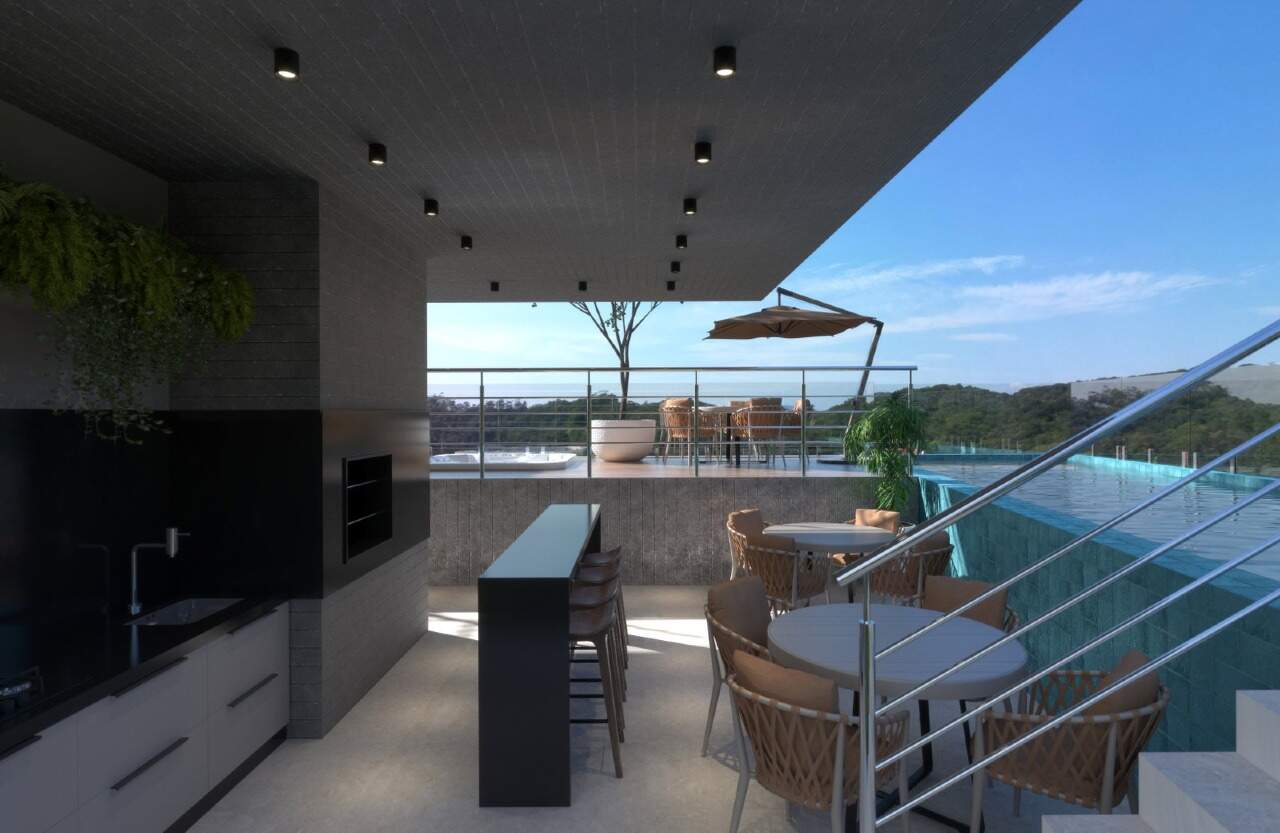 Cobertura à venda no Cabeçudas: Espaço gourmet do empreendimento em perspectiva ilustrativa; não representa a cobertura
