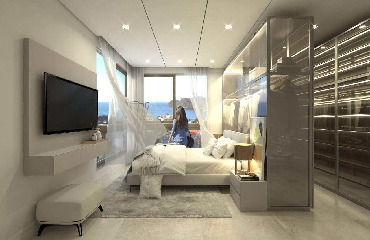 Apartamento à venda no Cabeçudas: Suíte com closet de vidro (imagem ilustrativa)