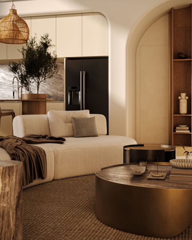 Cobertura à venda no Cabeçudas: Living decorado de cobertura duplex (imagem ilustrativa)