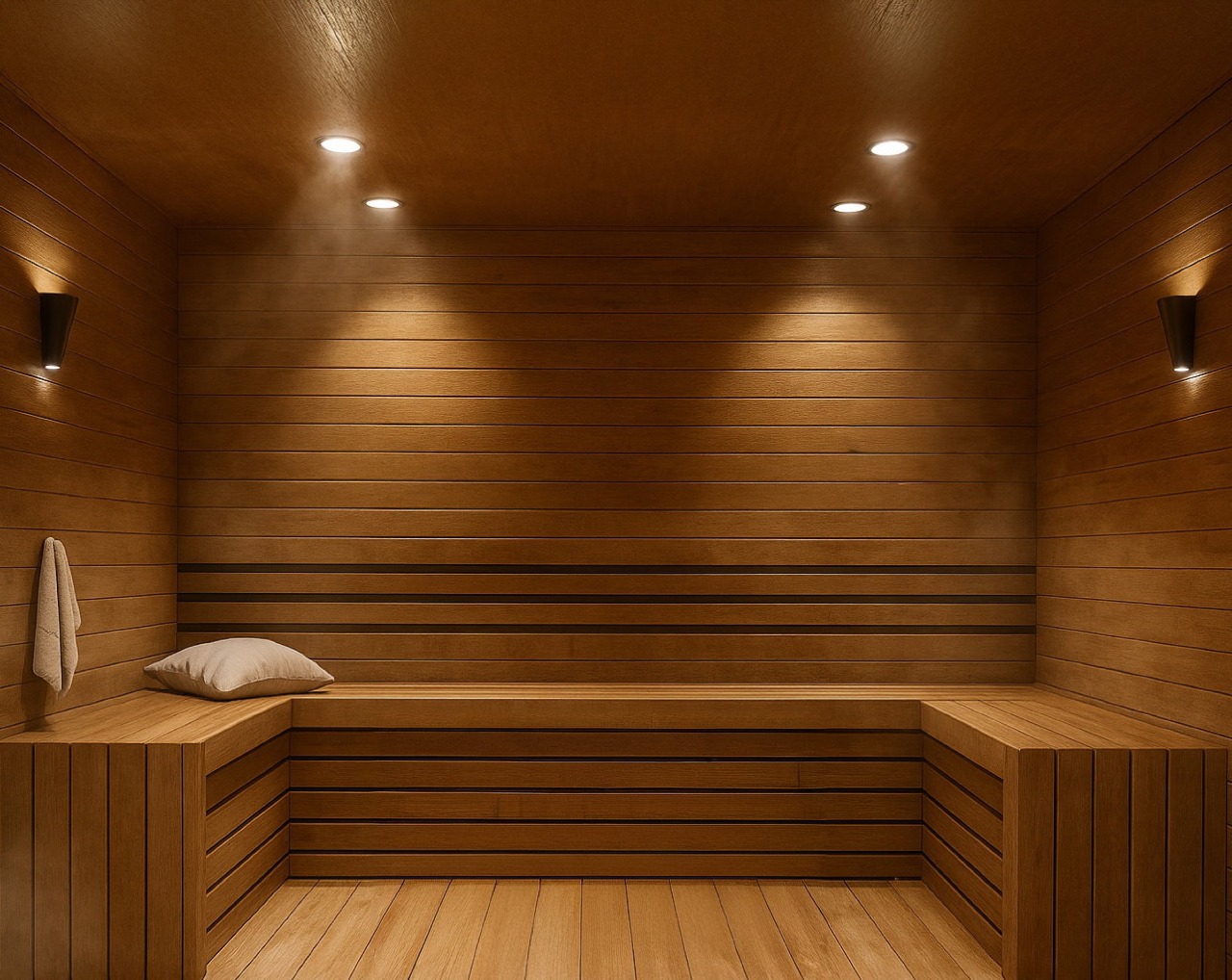 Apartamento à venda no Centro: Sauna seca revestida em madeira (imagem ilustrativa)