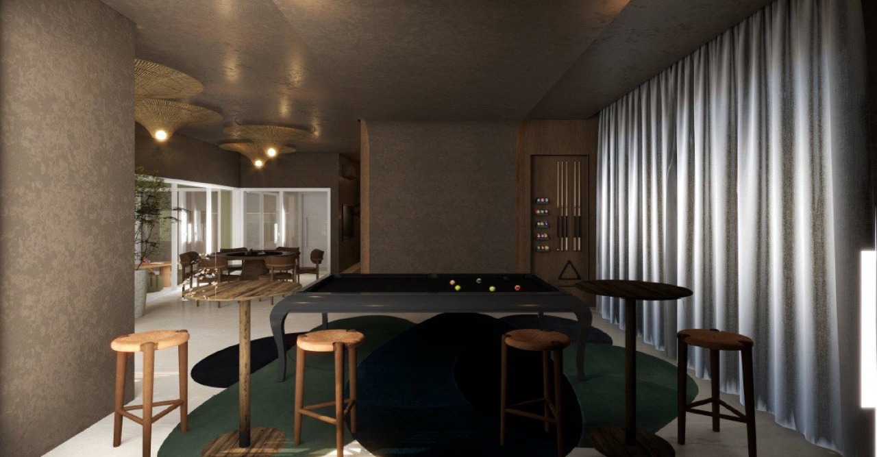 Apartamento à venda no Praia Brava: Pub wine com mesa de sinuca (imagem ilustrativa)